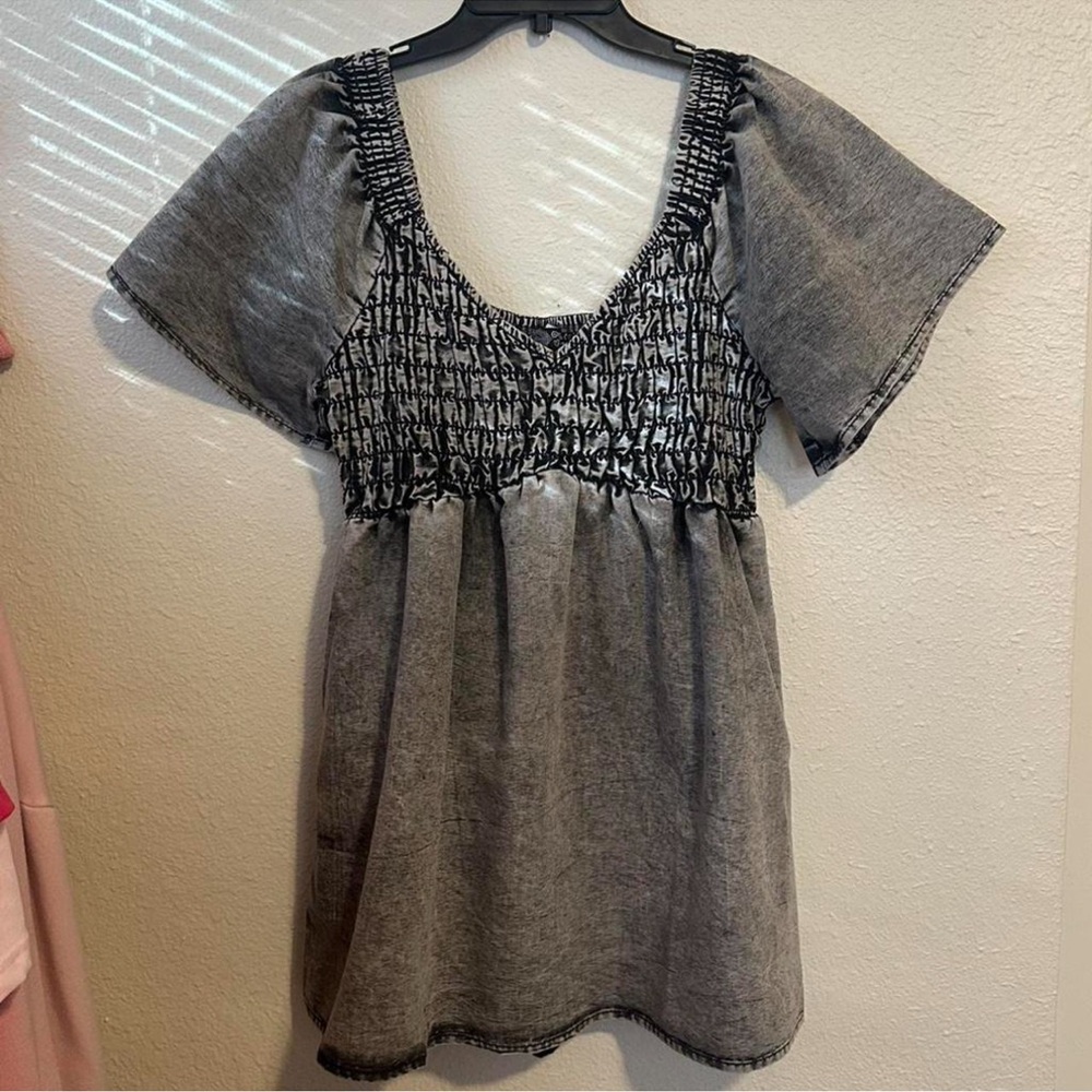 Black and White Smocked Mini Dress